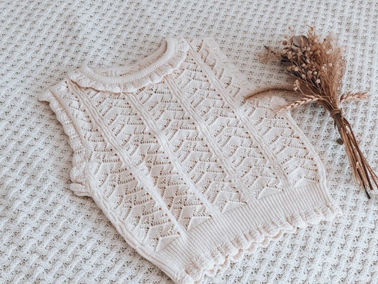 Girls Knit Vest - Cream