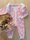 Daisy Romper + Headband Set - Baby Pink