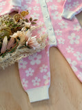 Daisy Romper + Headband Set - Baby Pink