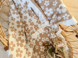 Daisy Reversible Ruffle Blanket - Latte