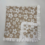 Daisy Reversible Ruffle Blanket - Latte