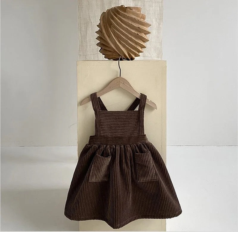 Corduroy Apron Dress - Chocolate