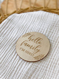 Hello Family, I’m here! - Announcement Plaque