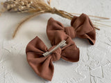 Cashmere Hair Bow Clip - Brown