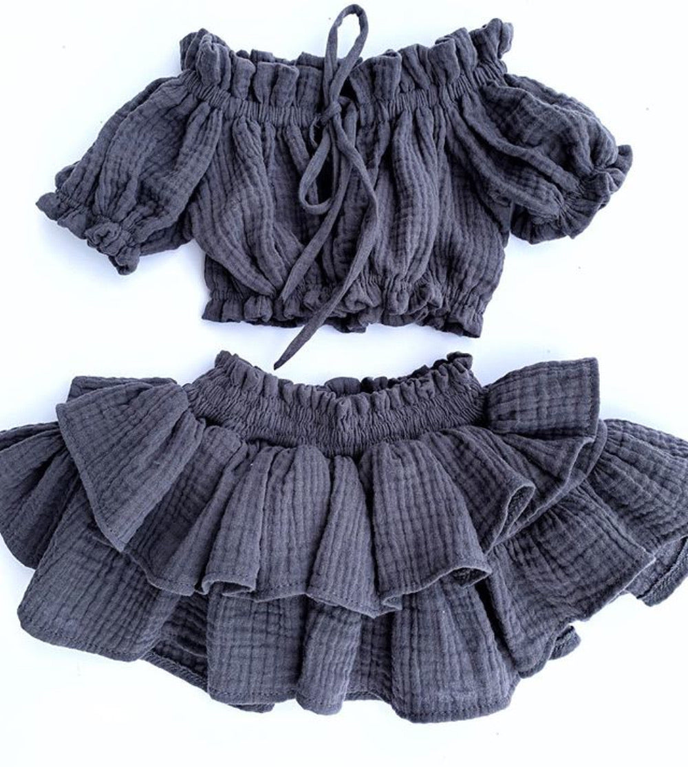 Cotton Crop & Skirt Set