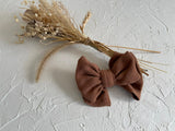 Cashmere Hair Bow Clip - Brown
