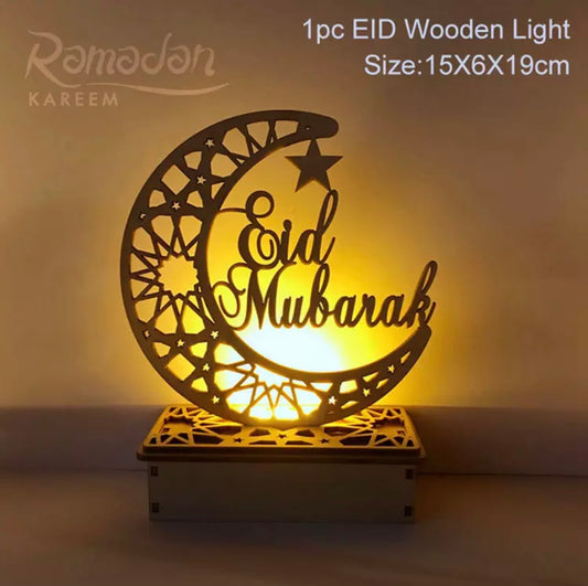 Eid Mubarak Wooden Light