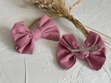 Cashmere Hair Bow Clip - Mauve Pink