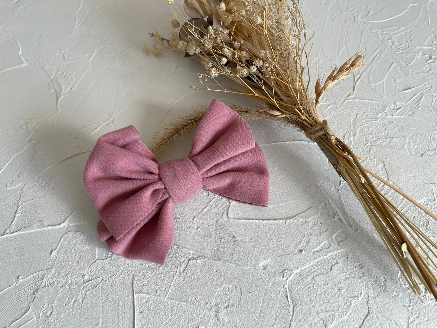 Cashmere Hair Bow Clip - Mauve Pink