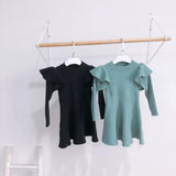 Long Sleeve Ruffle Dress - Ocean Green