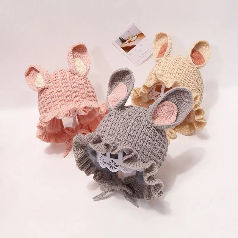 Knitted Wool Bunny Rabbit Bonnet