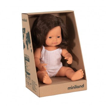 Caucasian Brunette Girl 38cm - Miniland Doll