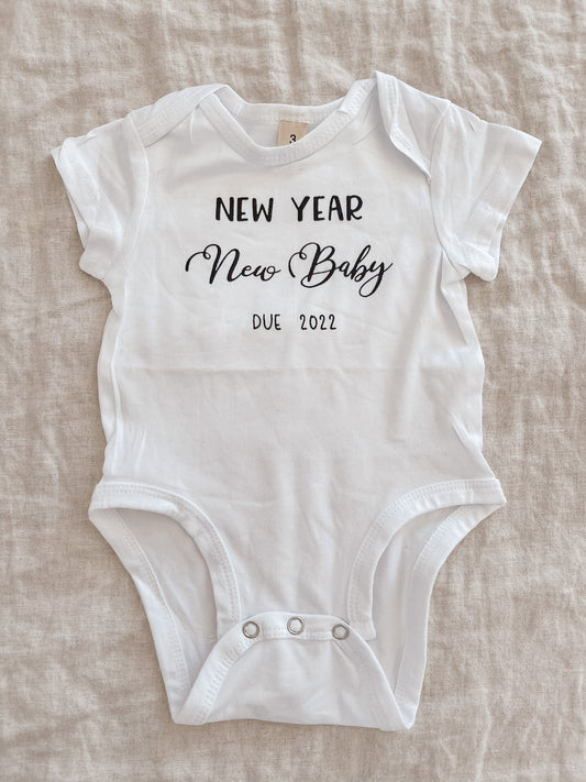 New Year New Baby 2022 Romper Announcement