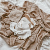 Heirloom Willow Knit Blanket - 100% Cotton - Cookie