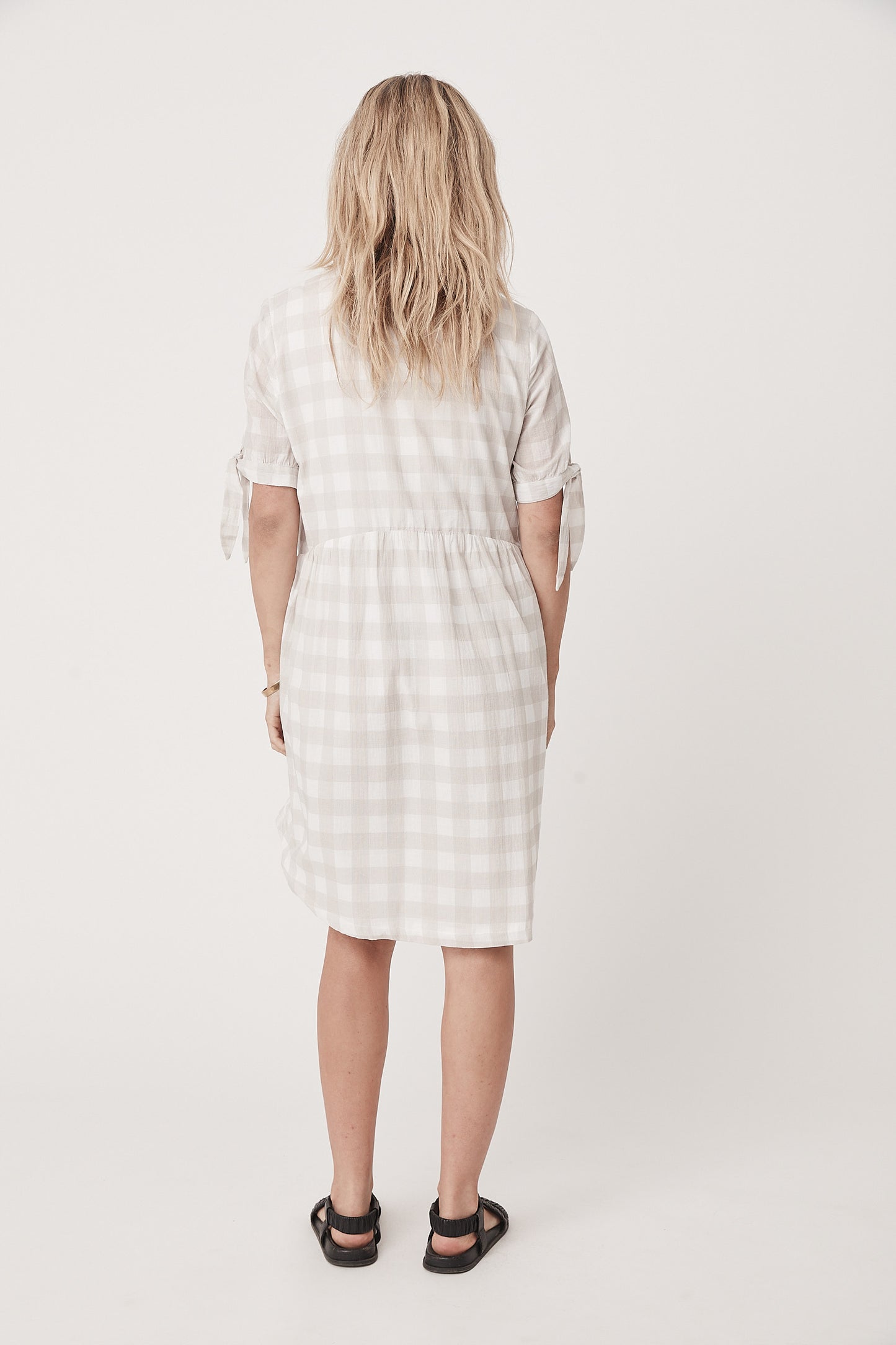 Portobello Cotton Dress - Taupe/White Check