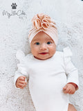 Beige Flower Turban