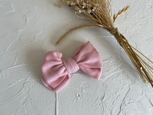 Cashmere Hair Bow Clip - Baby Pink