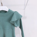 Long Sleeve Ruffle Dress - Ocean Green