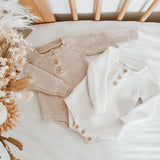 Long Sleeved Knit Romper - Milk