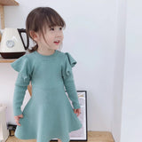 Long Sleeve Ruffle Dress - Ocean Green
