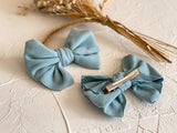 Cashmere Hair Bow Clip - Blue