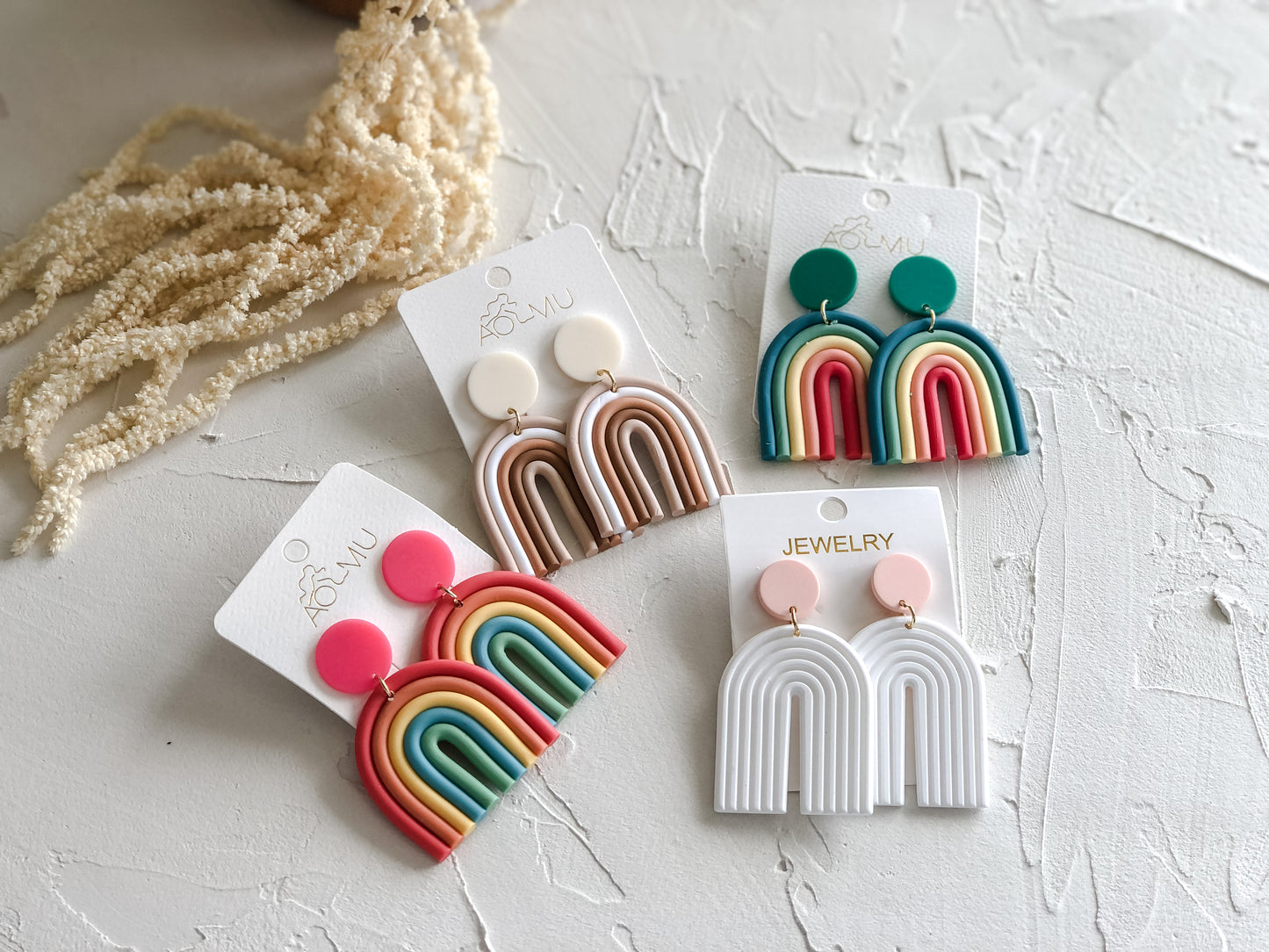 Neutral Clay Rainbow Earrings