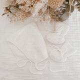 Newborn Knit Bonnet & Booties - White