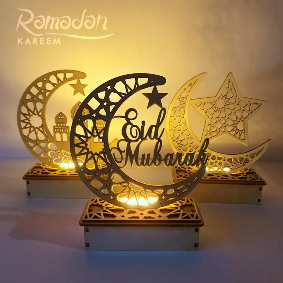 Eid Mubarak Wooden Light