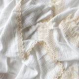 Lace Trim Swaddle Blanket - Milk