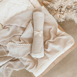 Lace Trim Swaddle Blanket - Milk